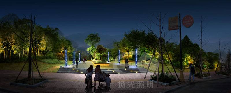 園林廣場(chǎng)夜景照明設(shè)計(jì)效果圖一
